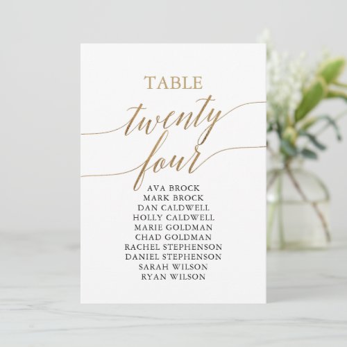 Elegant Gold Table Number 24 Seating Chart