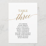 Elegant Gold Table Number 3 Seating Chart<br><div class="desc">These elegant gold table number 3 seating chart cards are perfect for a simple wedding. The neutral design features a minimalist card decorated with romantic and whimsical faux gold foil typography. The card prints on the front and back (double-sided).</div>
