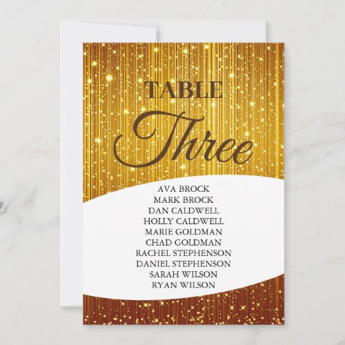 Elegant Gold Table Number 3 Three Seating Chart