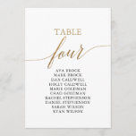 Elegant Gold Table Number 4 Seating Chart<br><div class="desc">These elegant gold table number 4 seating chart cards are perfect for a simple wedding. The neutral design features a minimalist card decorated with romantic and whimsical faux gold foil typography. The card prints on the front and back (double-sided).</div>