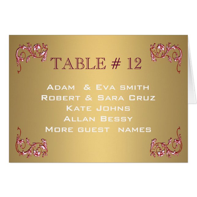 Elegant Gold Table number template wedding (Front Horizontal)