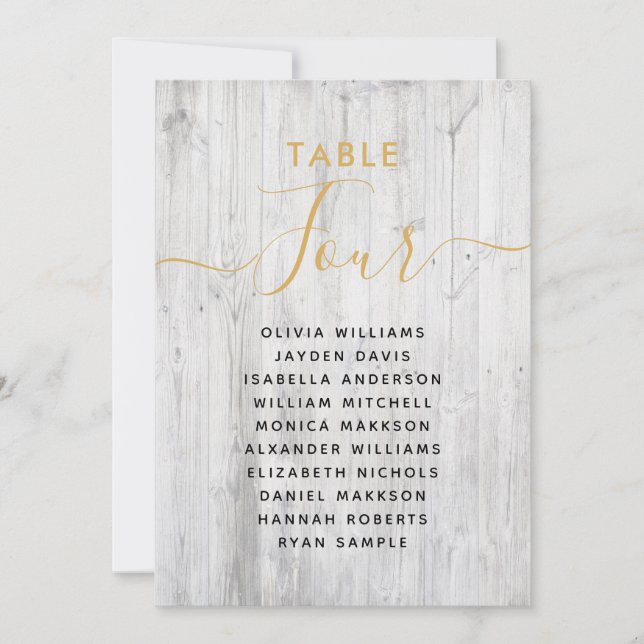 Elegant Gold Table Seating Chart Invitation (Front)