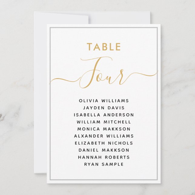 Elegant Gold Table Seating Chart Invitation (Front)