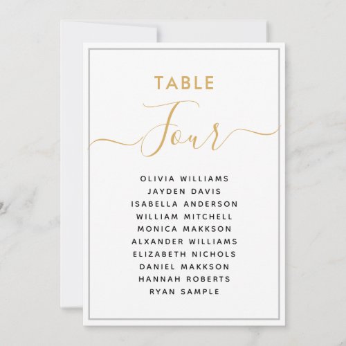 Elegant Gold Table Seating Chart Invitation