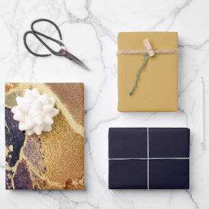 Elegant Gold Tan Purple Abstract Wrapping Paper Sheets