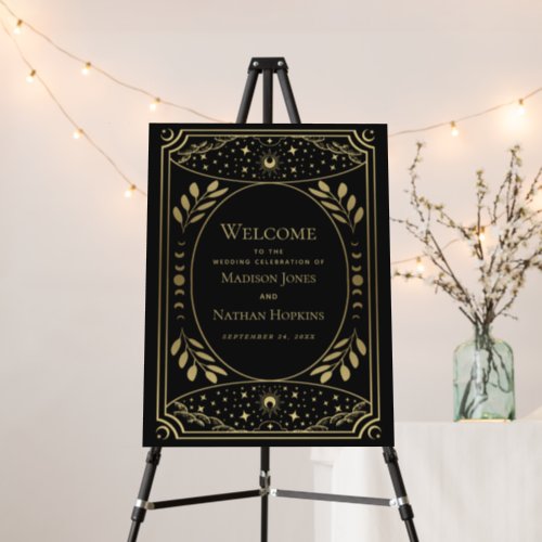 Elegant Gold Tarot Card Wedding Welcome Sign