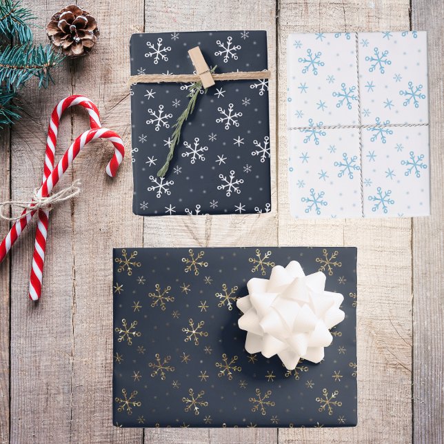 Elegant Gold Teal and White Snowflakes Wrapping Paper Sheets (Creator Uploaded)