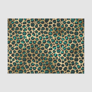 Elegant Gold Teal Leopard Animal Print Tissue Paper