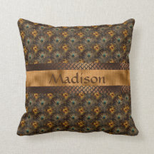 Elegant Gold Teal Peacock Personalized Name