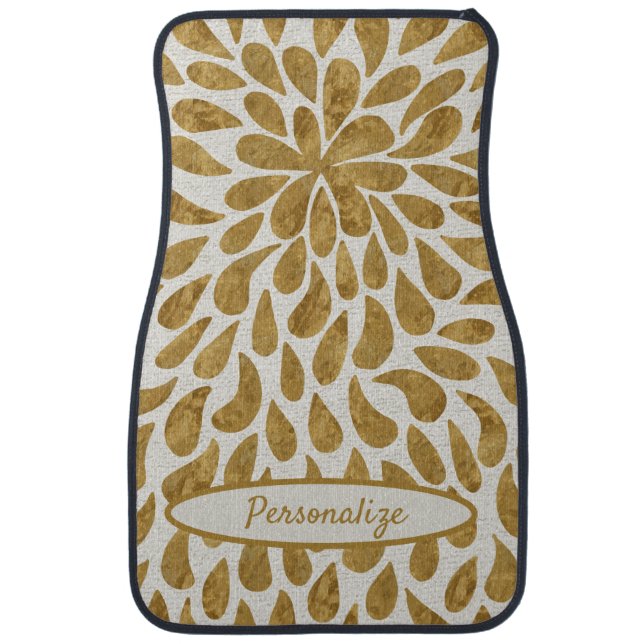 Elegant Gold Teardrop Pattern Design Personalize Car Floor Mat (Front)