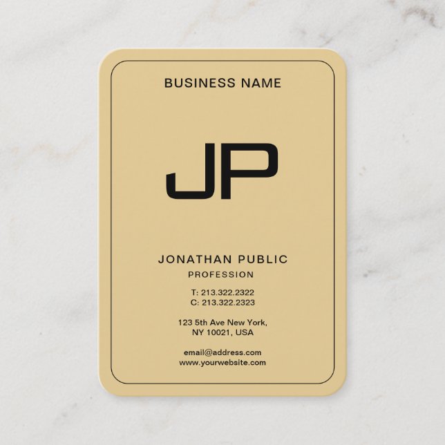 Elegant Gold Template Custom Monogram Initial Business Card (Front)