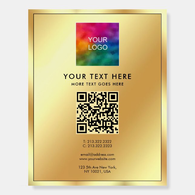 Elegant Gold Template Custom Text Logo QR  Code Foam Board (Front)