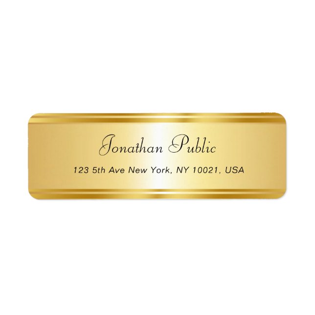 Elegant Gold Template Hand Script Name Modern Label (Front)
