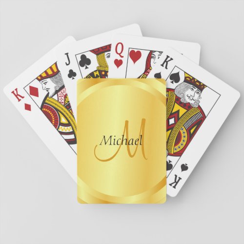 Elegant Gold Template Initial Monogram Custom Playing Cards
