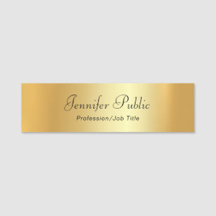 Elegant Gold Template Modern Handwritten Script Name Tag