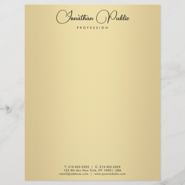 Elegant Gold Template Typography Modern Simple Letterhead (Front)