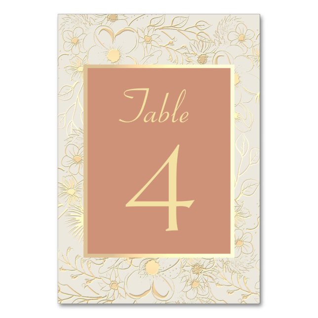 Elegant Gold Terracotta Table Number (Front)