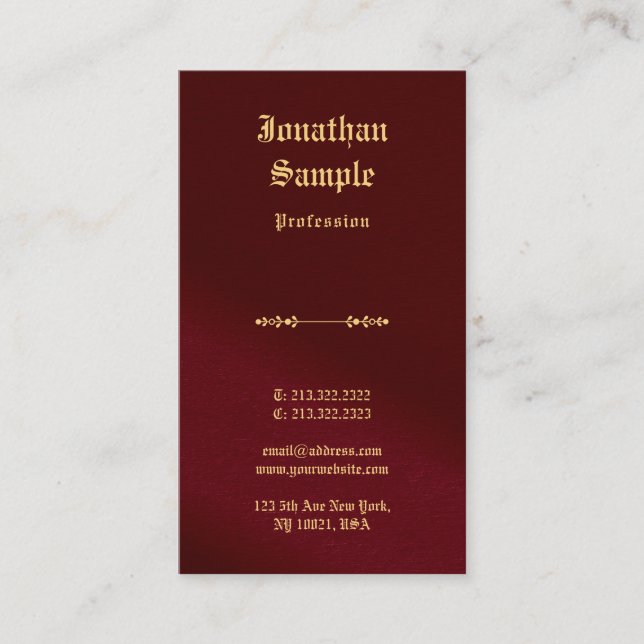 Elegant Gold Text Font Nostalgic Classic Look Business Card (Front)