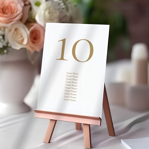 Elegant Gold Text Guest Names Wedding Table Number