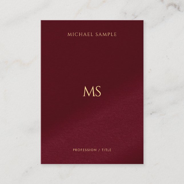 Elegant Gold Text Monogram Vertical Luxury Thick Business Card (Front)