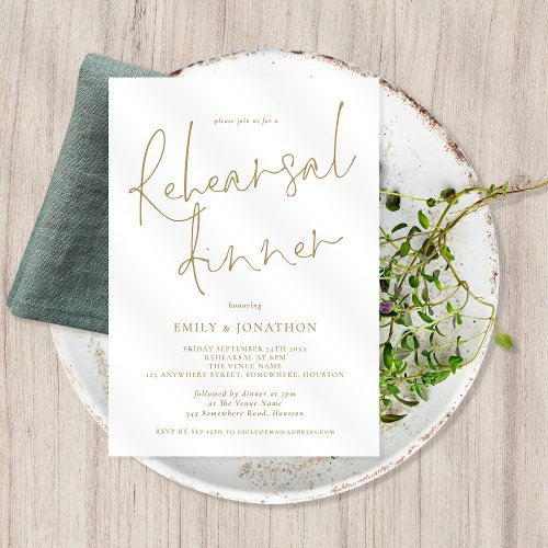 Elegant Gold Text Wedding Rehearsal Dinner