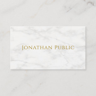 Elegant Gold Text White Marble Template Modern Business Card