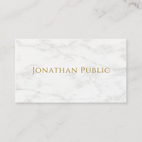 Elegant Gold Text White Marble Template Modern Business Card