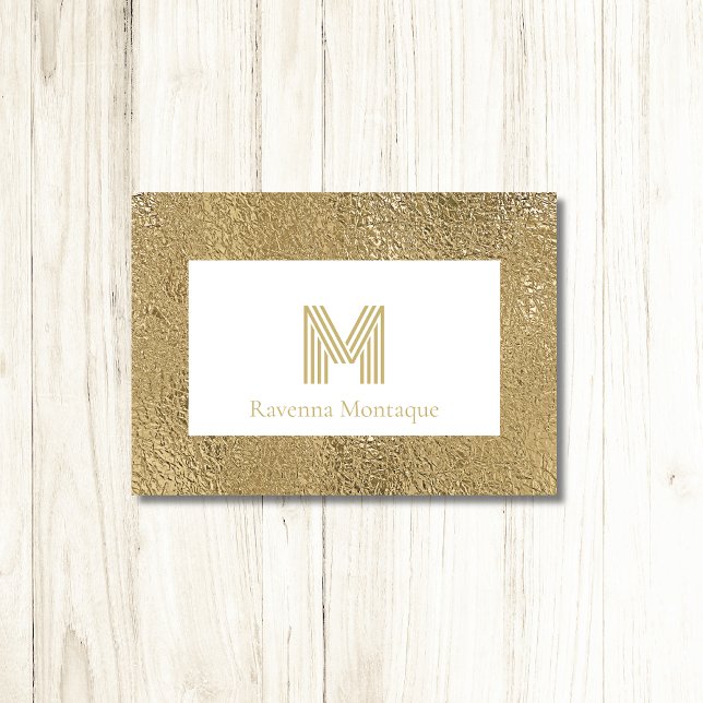Elegant Gold Texture Big Monogram Stationery Note Card (Creator Uploaded)