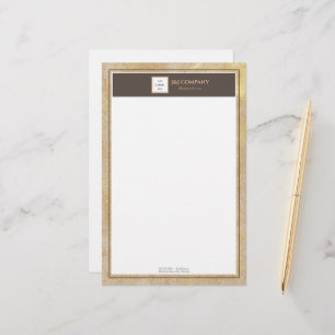 Elegant Gold Texture Brown Frame Stationery