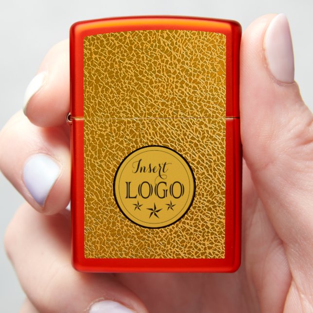 Elegant Gold Texture Custom Logo Zippo Lighter (In Hand)