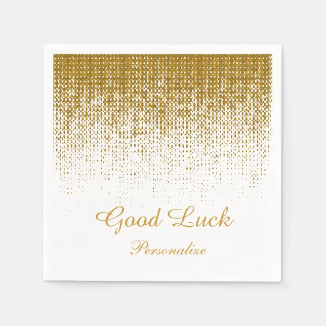 *Elegant Gold Texture Print on White Background Napkins (Front)