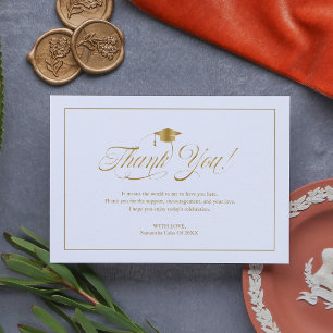 Elegant Gold Thank You Cap Tassel Graduation Card