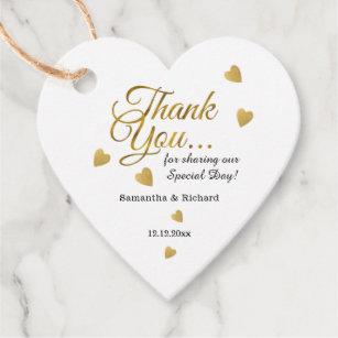 Elegant Gold Thank You Heart Wedding   Favor Tags