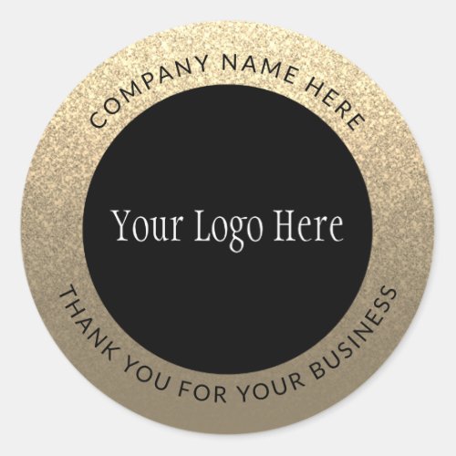 Elegant Gold Thank You Logo Business Glitter Classic Round Sticker