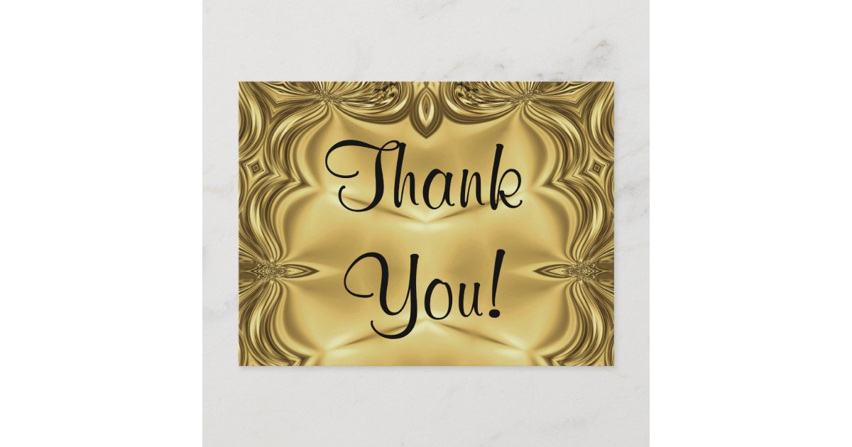 Elegant Gold Thank You Postcards | Zazzle