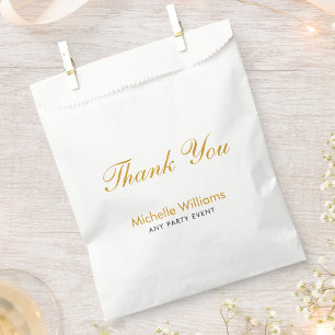 Elegant Gold Thank You Script Personalized Favor Bag