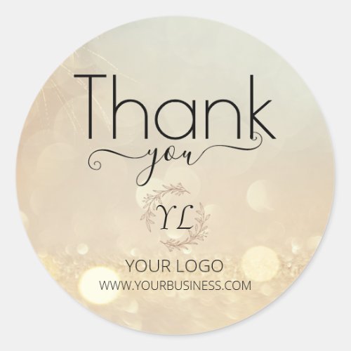 Elegant Gold Thank You Stickers _ Add Logo