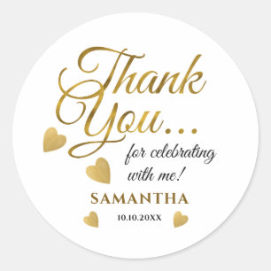 Elegant Gold Thank You Typography Party Favor Classic Round Sticker