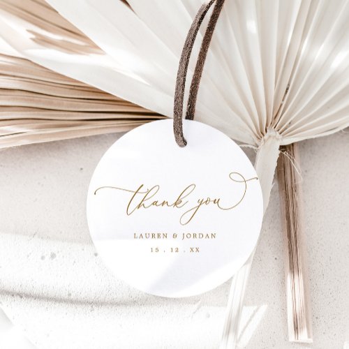 Elegant Gold Thank You Wedding Favor Tags