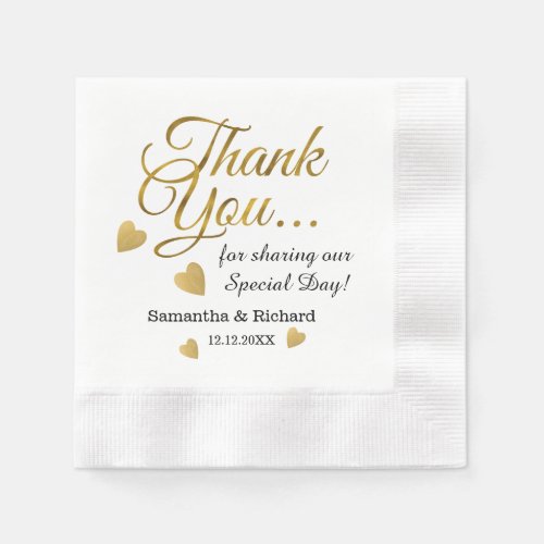 Elegant Gold Thank You Wedding Napkins