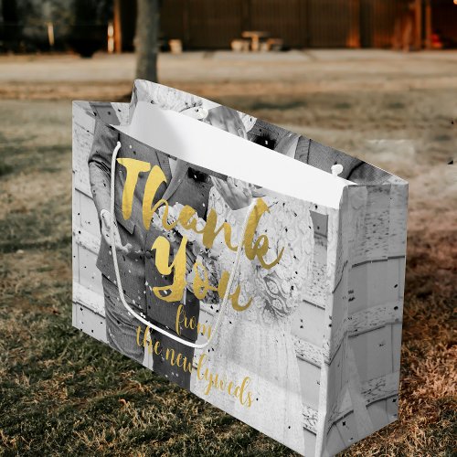 Elegant Gold Thank You Wedding Photo Gift Bag