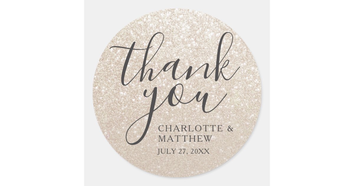 Elegant Gold Thank You Wedding Round Sticker | Zazzle