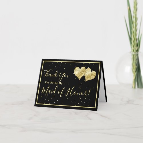 Elegant Gold Thanks For Being My Maid_of_Honor Thank You Card