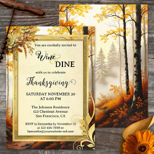 Elegant Gold Thanksgiving Dinner Party Invitation