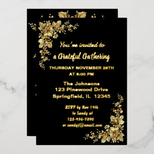 Elegant Gold Thanksgiving Foil Invita Invitation