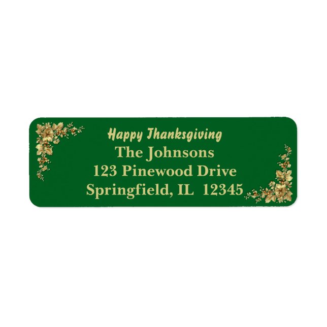 Elegant Gold Thanksgiving Label (Front)