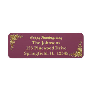 Elegant Gold Thanksgiving Label