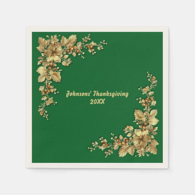Elegant Gold Thanksgiving Napkins (Front)