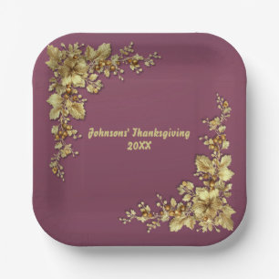 Elegant Gold Thanksgiving Paper Plates