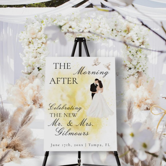 Elegant gold The Morning After Bride&Groom Brunch Foam Board (Creator Uploaded)